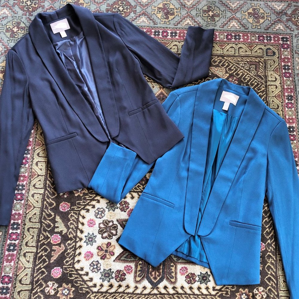 *Set of 2* Amazing Textured Shawl Collar Blazers - XS